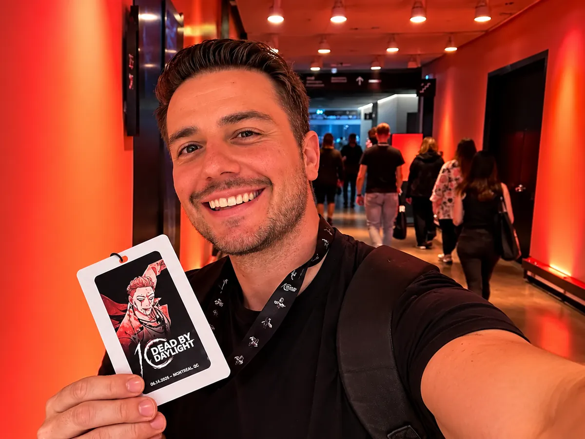 Jasmin Morin à un événement de Behaviour Interactive (BHVR) à Montréal, laissez-passer Dead by Daylight en main